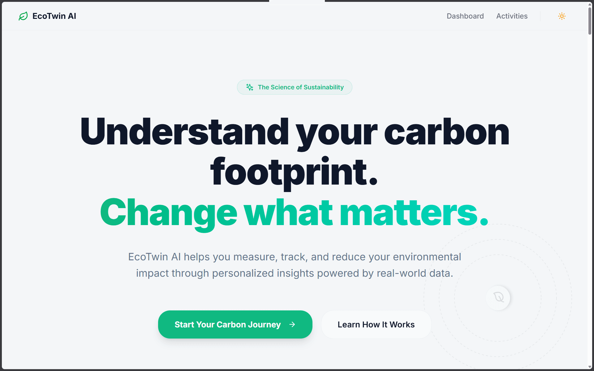EcoTwin AI – Personal Carbon Footprint Intelligence Platform – project by Bhavdeep Sai
